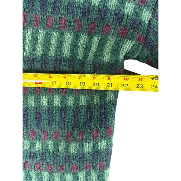 Vtg Paul Harris Mohair Wool Cardigan Womens L Oversized Green Purple Grandpa 80s - Picture 6 of 9